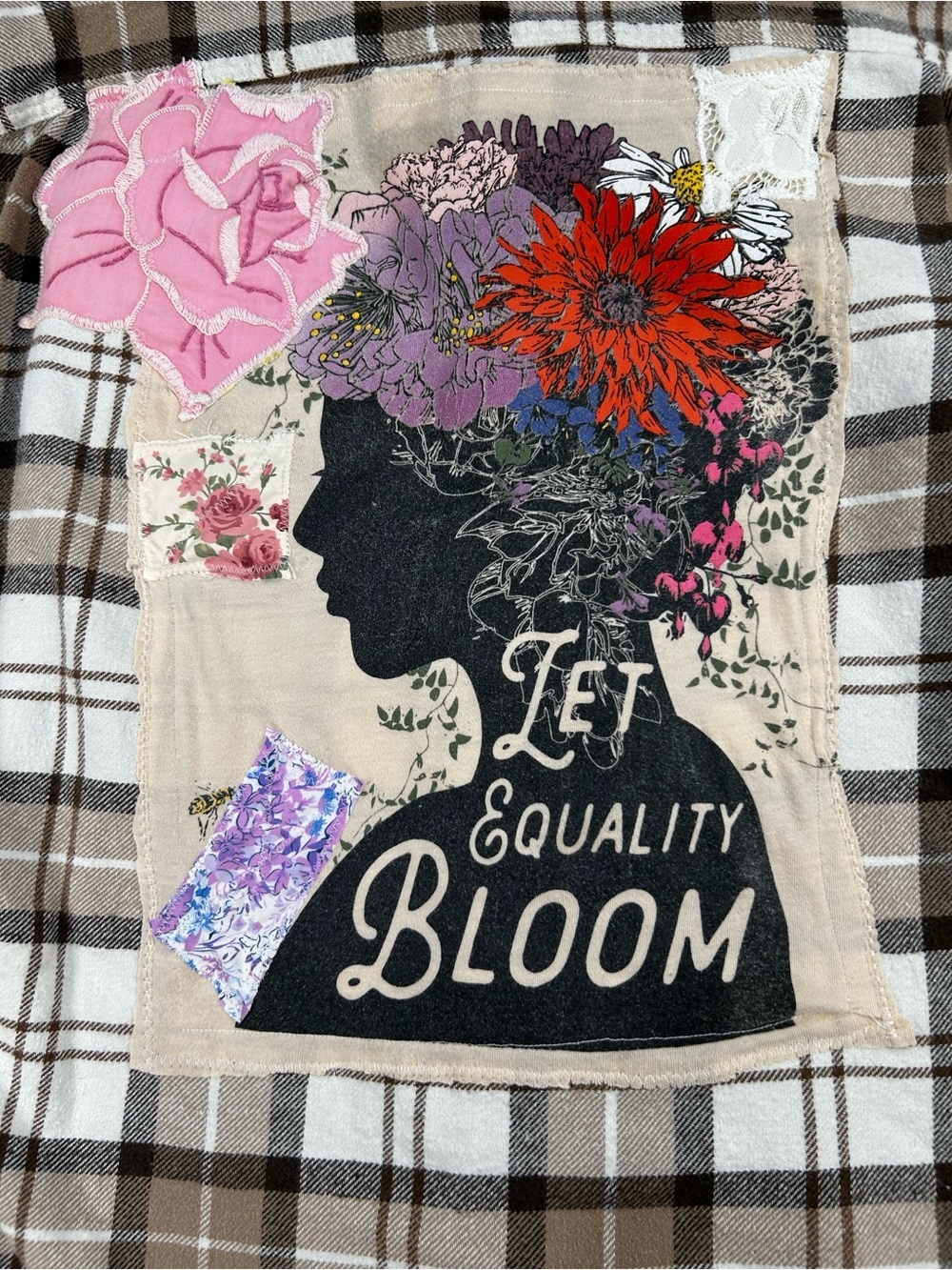 H&M Relaxed Fit Upcycled Flannel Shirt – Women’s Small | Handmade Floral Patchwo - Picture 13 of 13